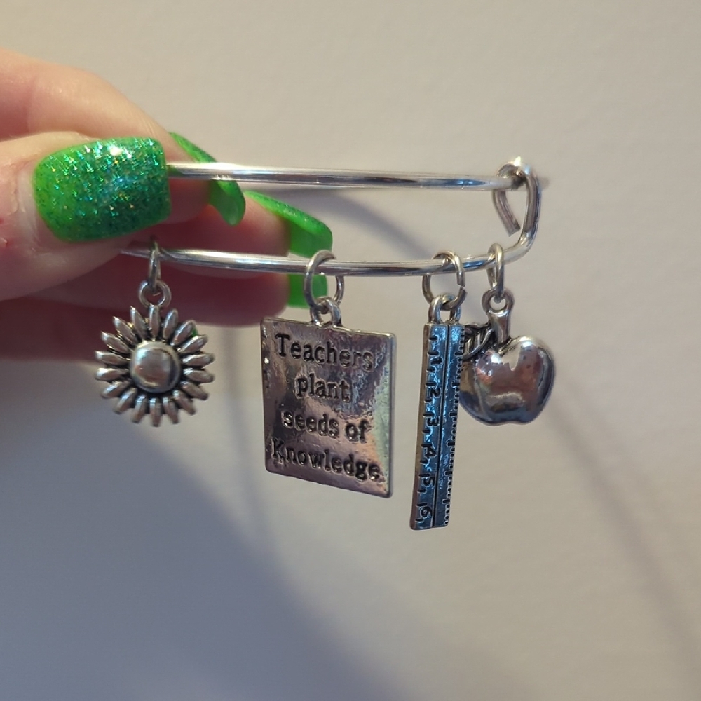Silver Teacher Charm Bracelet